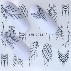 FWC водяные наклейки для ногтей Стикеры черный простой образ для DIY Nail Art украшения Декор для маникюра инструмент