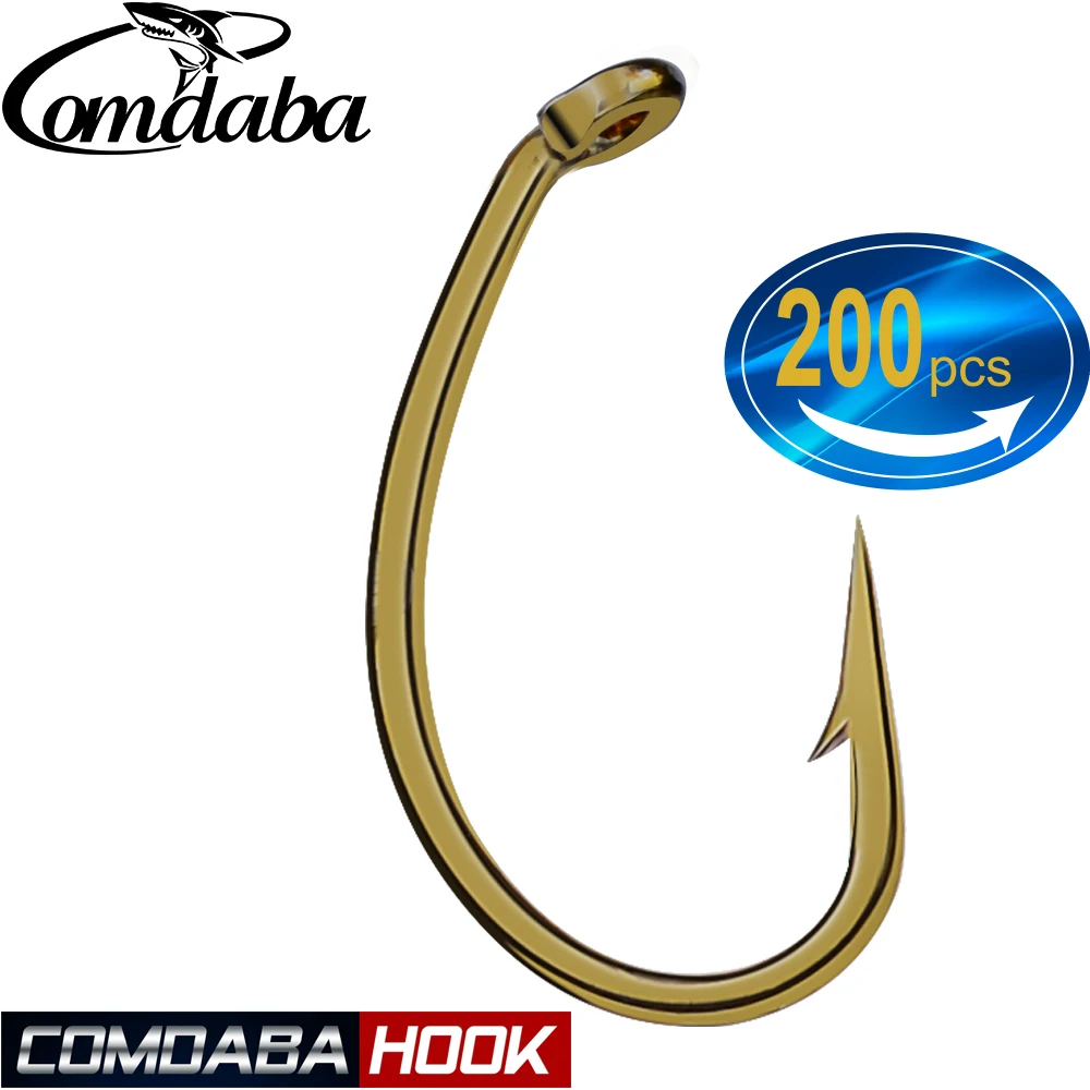 200pcS Fly hooks Fishing Hook 8//12//14//16# Size fishhook Freshwater Bass brown