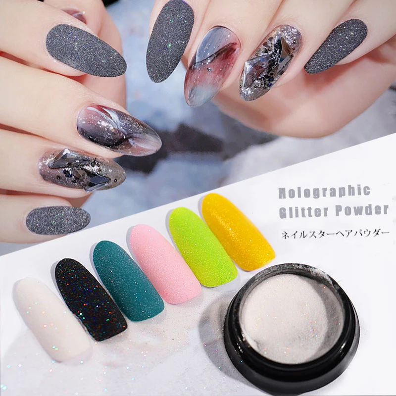 

7 Colors Holographic Sugar Nail Glitter Powder 2g Laser Matte Effect Dust Shiny Pigment Manicure Nail Art Decorations for DIY