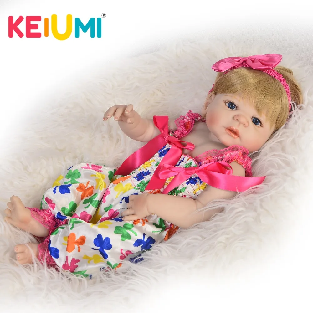 KEIUMI 57 см полностью силиконовая виниловая Кукла Новорожденный малыш Реалистичная