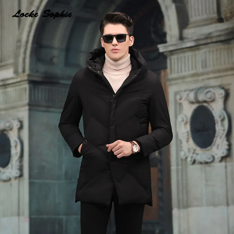 Men's plus size long Down jacket coats 2018 Winter Duck down hooded ...