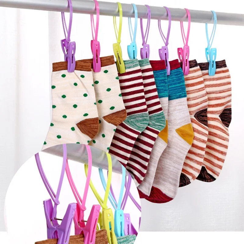 12pcs Plastic Clothespins Portable Hook Laundry Clips Bra Socks Hanger Anti Wind FP8 NO23in