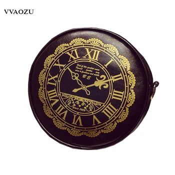 

New Arrival Women PU Handbags Ladies Round Clock Print Shoulder Bags Lolita Crossbody Bags Messenger Bags