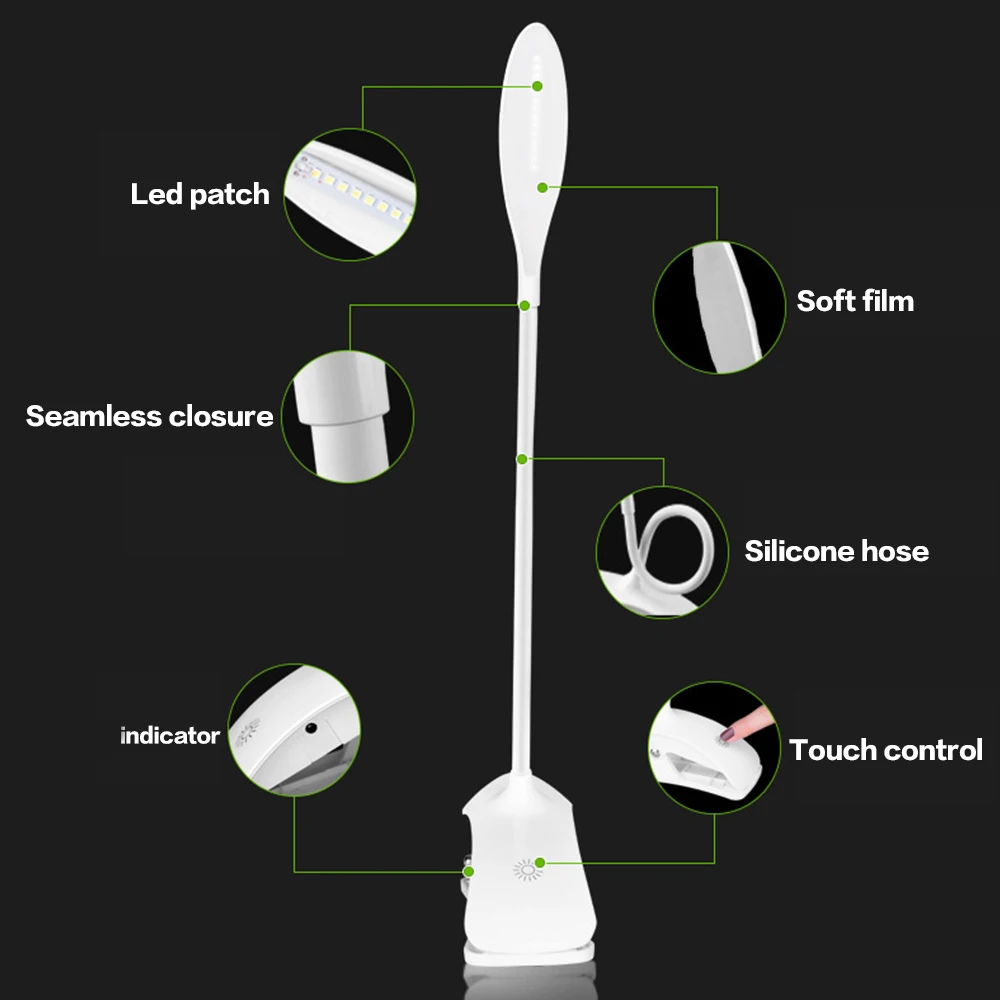 Lâmpada de Mesa Nível de Escurecimento Proteção para os Olhos Candeeiros de Mesa Luz de Leitura em Casa Levou Clipe Dimmer Toque Interruptor Led Deco Mangueira Flexível 3 4 de Escurecimento Dimmer Toque Interruptor Led Proteção