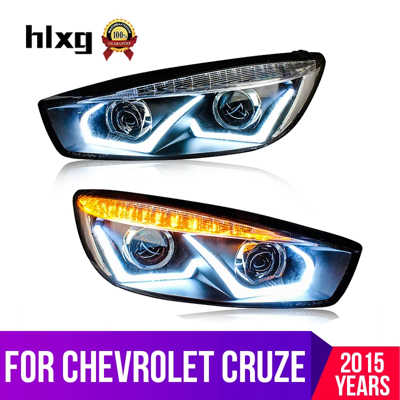 Hlxg 2 шт. автомобильный Стайлинг фар в сборе для Chevrolet Cruze 2015 светодиодный DRL дневное