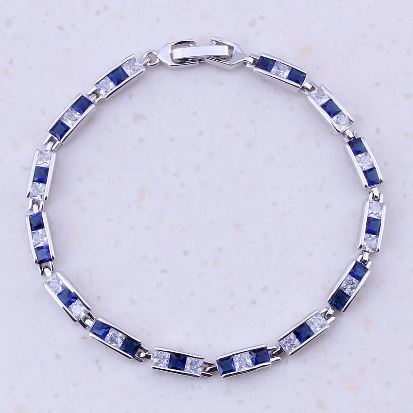 Изящные браслеты с кристаллами и кубическим цирконием AAA, серебряного цвета, модные ювелирные изделия, синие браслеты с подвесками, женские вечерние модные ювелирные изделия D0066