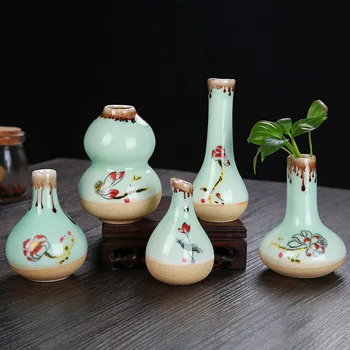 

5pcs/Lot Small Size Vase Chinese Traditional Ceramics Vases Vintage Flower Pot Hand Painted Home Bonsai Table Decoration
