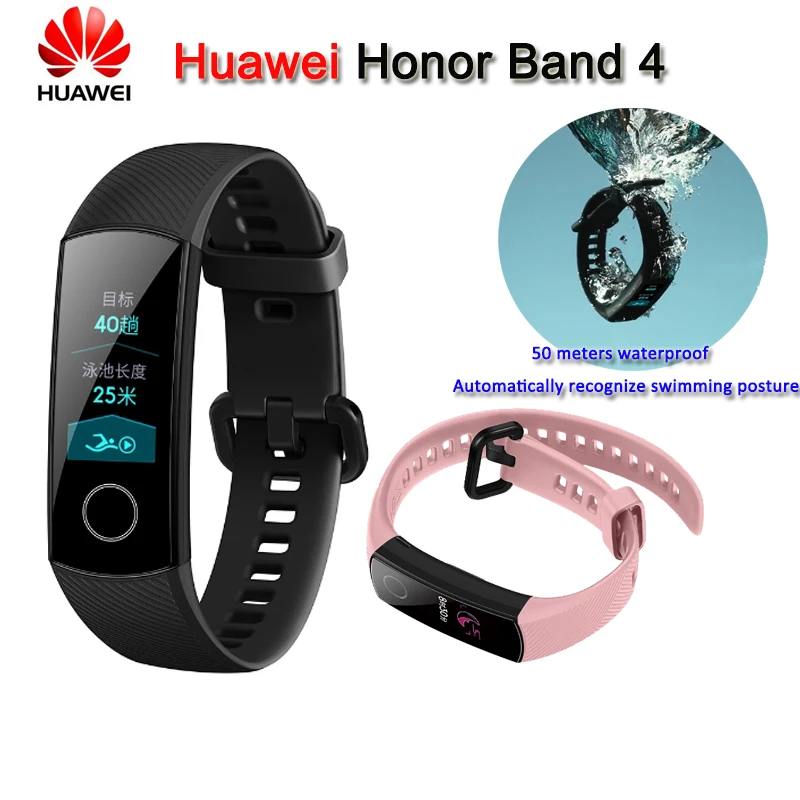 100% Original Huawei Honor Band 4 Smart Bracelet 50m Waterproof Color ouch screen Heart Rate Sleep Snap Smart Wristband