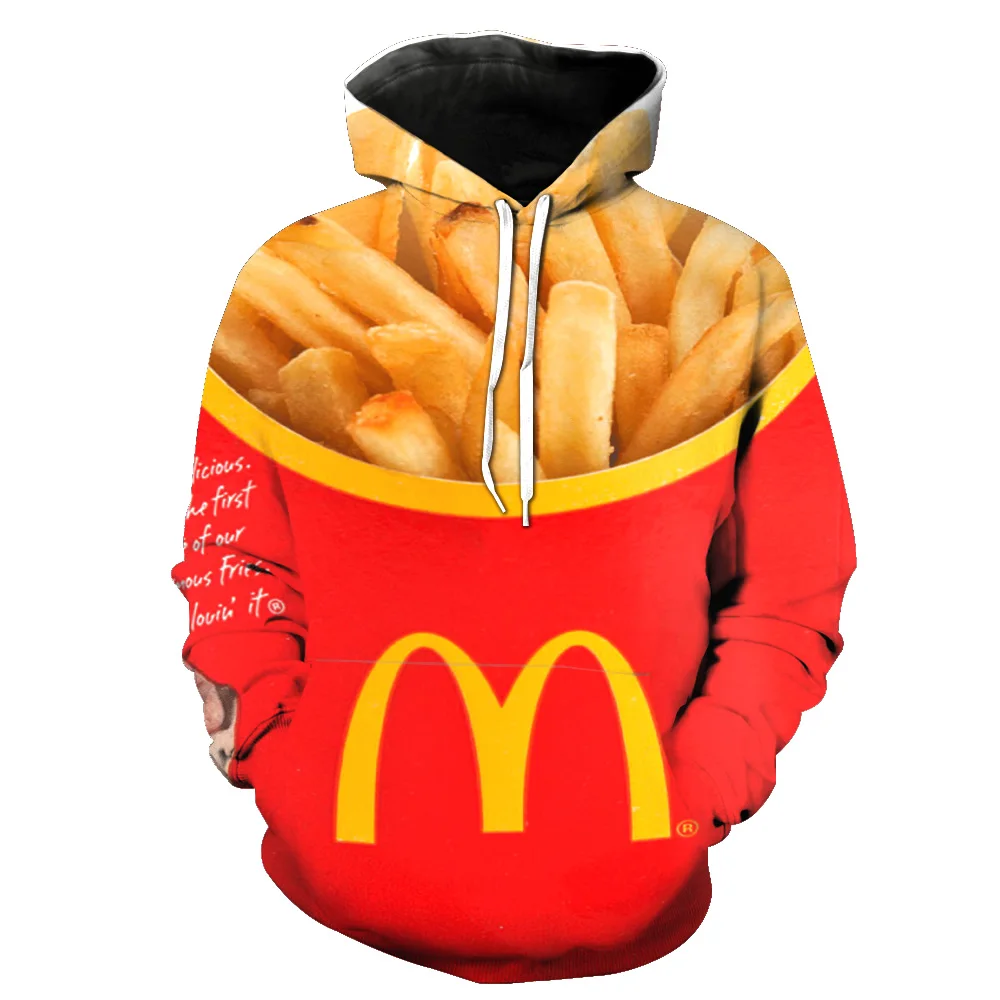 Модный бренд 3D толстовки для мужчин 3d с капюшоном бургеры и fries print два Запчасти