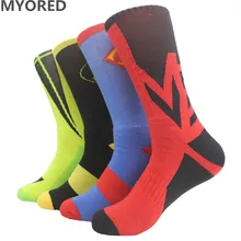 MYORED mens cartoon solid Elastic knee high cotton big size sox Professional towel bottom long men’s crew summer winter socks