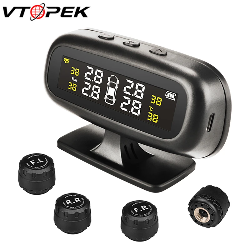 Vtopek tpms датчик давления в шинах безопасность автомобиля солнечная режиме