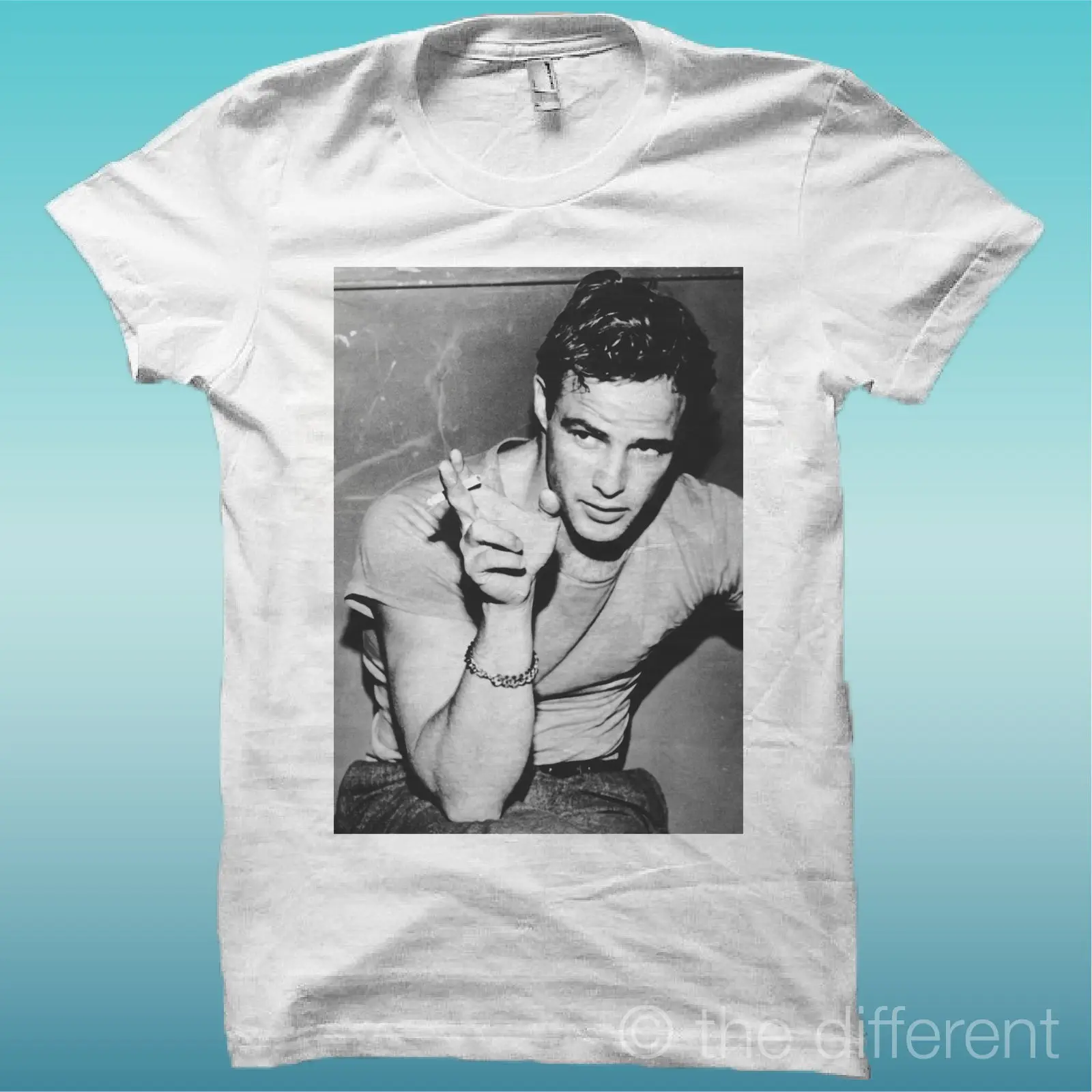 

T-SHIRT " MARLON BRANDO " WHITE THE HAPPINESS IS HAVE MY T-SHIRT NEW