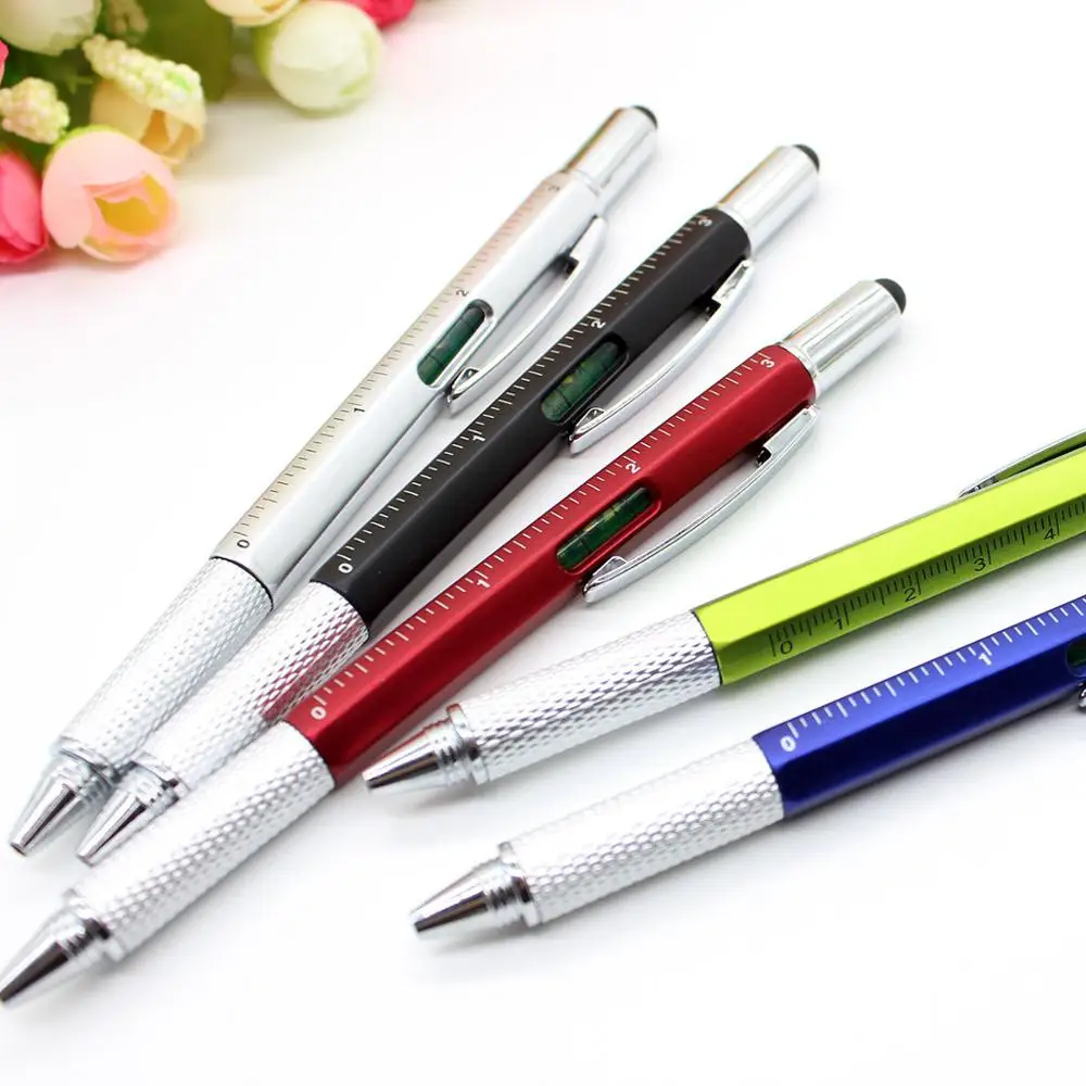 

Multi - Purpose screwdriver dismountable hand tool Ball Pen MultiPurpose Cute creative stationery With Touch Screen Ruler Level