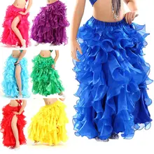 Fashion Kids/ Adults Belly Dance Costume Wave Skirt Dress with Slit Carnival Party Skirts H9