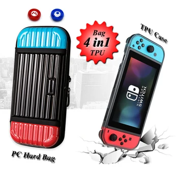 

Nintend Switch Accessories NS Console Carrying Storage Travel Bag TPU Case Skin with 2 Analog Caps 4 in 1 for Nintendo Switch