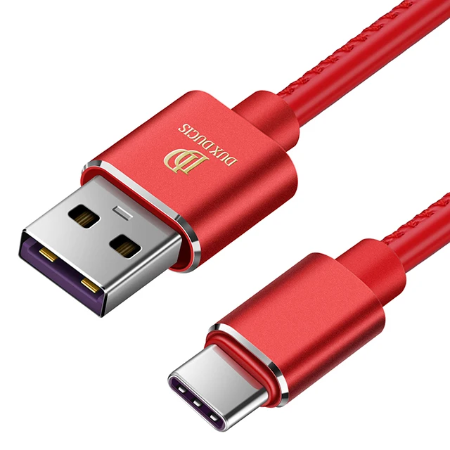 DUX DUCIS 5A Тип usb C Super кабель для зарядного устройства для huawei P20 Pro P10 Коврики 10 Тип usb-C зарядный кабель для передачи данных для Xiaomi samsung USBC шнур - Цвет: Red