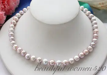 

Z4432 AA++ 17" 10mm lavender round freshwater pearl necklace SILVER
