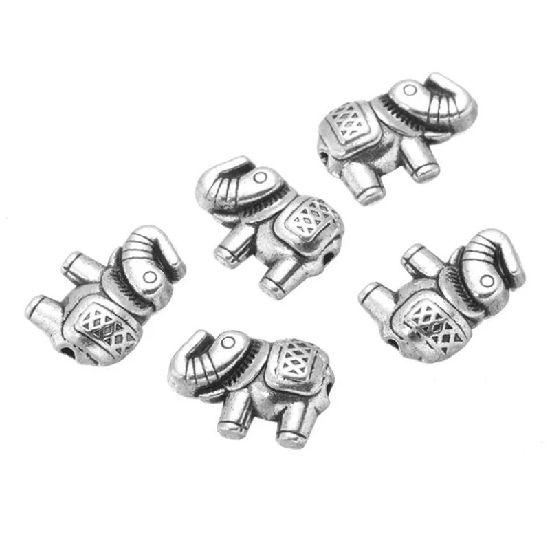 

JAKONGO Tibetan Silver Plated Elephant Loose Bead Spacer Beads for Jewelry Making Bracelet Jewelry Accessories DIY 12x8mm