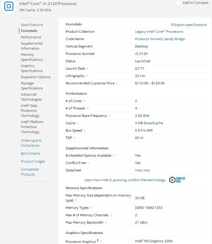 Процессор Intel Core I3 2120 3 м кэш 3,3 ГГц LGA 1155 TDP 65 Вт настольный процессор разбросанный процессор I3-2120