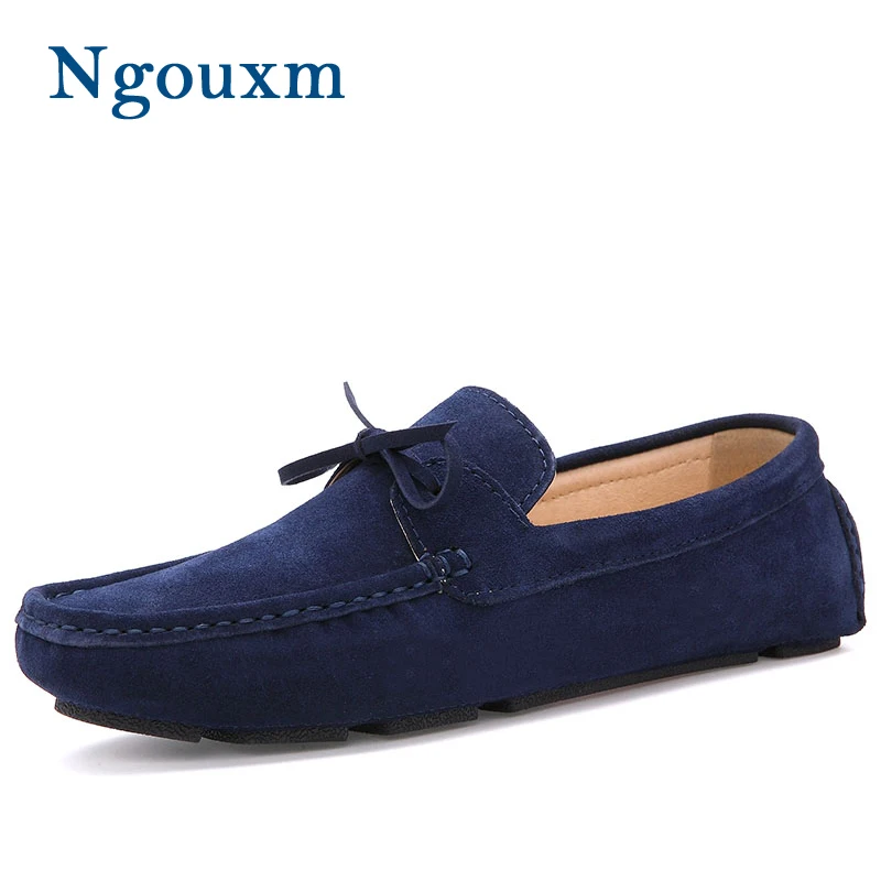 blue slip on loafers