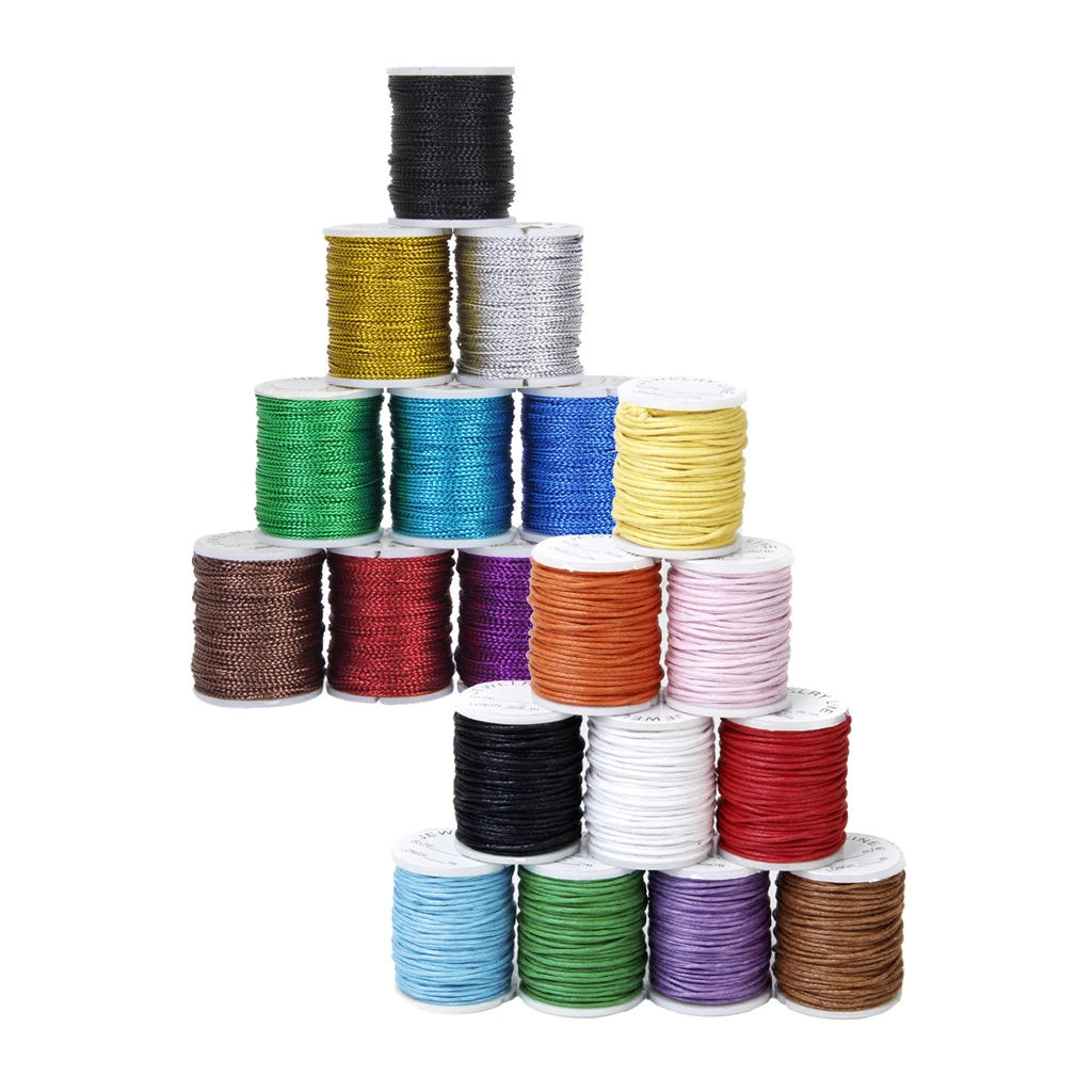 

10 Metallic Macrame Beading Jewelry String Thread 0.5mm+10 Waxed Cotton Cord 1mm