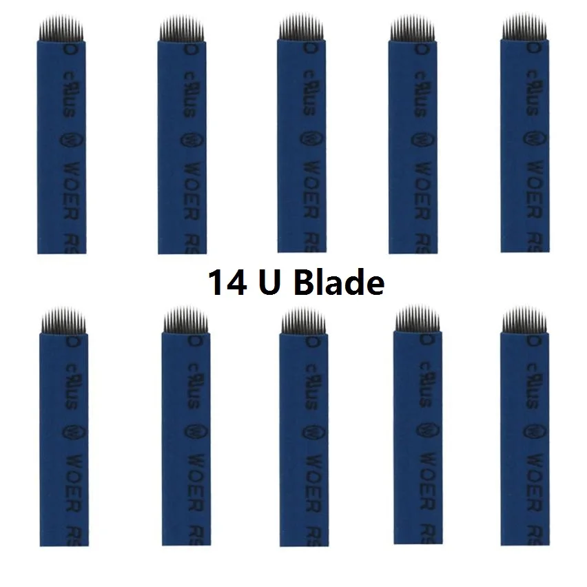 300pcs Tattoo Needle U Shape 14Needle Permanent Eyebrow Makeup Blades for 3D Manual Pen | Красота и здоровье