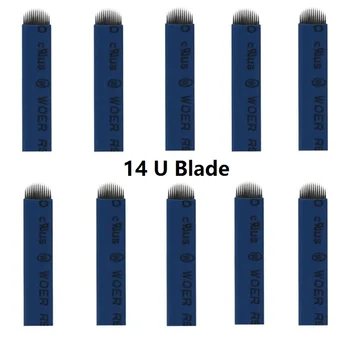 

300pcs Tattoo Needle U Shape 14Needle Permanent Eyebrow Makeup Blades for 3D Permanent Makeup Manual Tattoo Pen