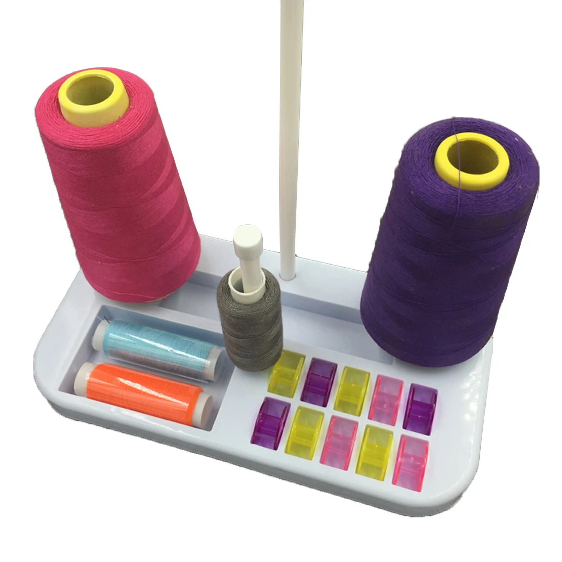 Plastic Metal Strip 3 Embroidery Thread Spool Holder Stand Sew Quilting