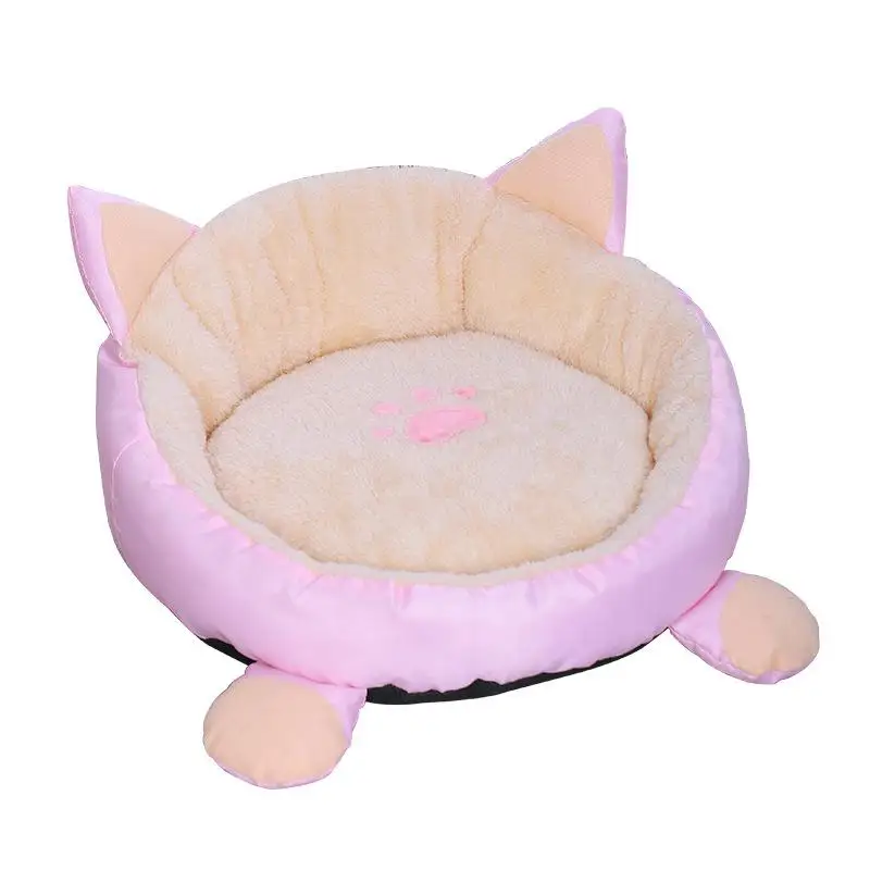 Кот теплая кровать бархат Удобная Форма уха питомник для щенка cama gato Прекрасный мягкий Кот пещера дом товары для животных, кошек - Цвет: Pink