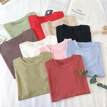 Harajuku, женская футболка, кавайная, одноцветная, с круглым вырезом, с коротким рукавом, футболки, Корейская одежда, повседневная, белая, черная, футболка, свободная, базовая, футболка, топы