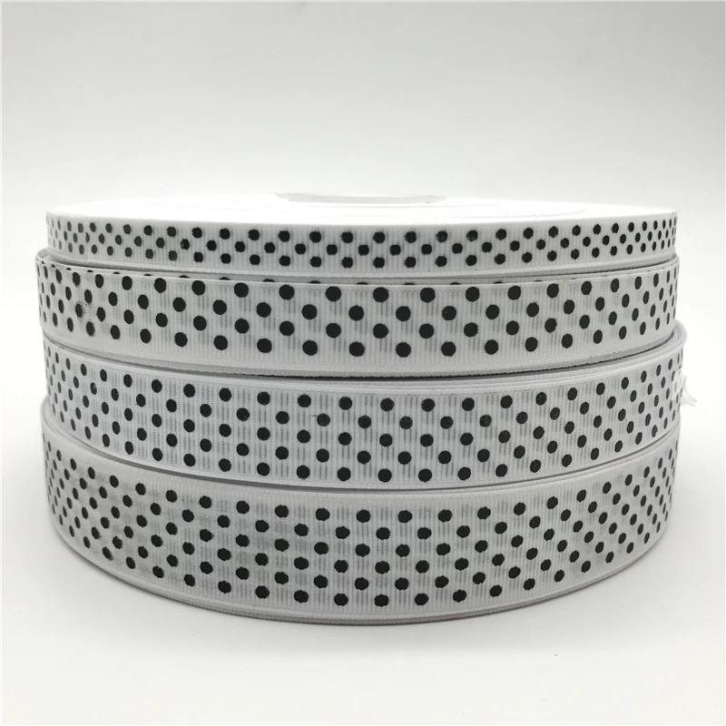 Grosgrain Ribbon 10mm 15mm 20mm 25mm 5yards Grosgrain Ribbon Printing Polka Dot Hair Bow Party Christmas Wedding Decoration DIY Gift Wrapping
