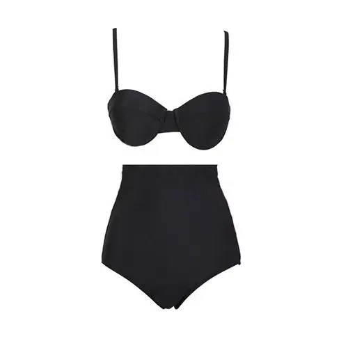 2019 hirigin nuevo verano Sexy mujer Bikini Set Bandeau push-up sujetador negro sólido traje de baño trajes de baño