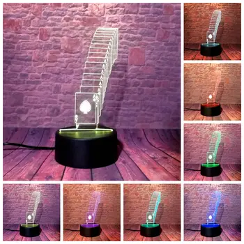 

Flash Poker Model Decoration 3D Illusion Led Lamp 7 Colors Changing Nightlight Light-up Toys