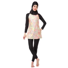 Скромные исламическое плавание одежда цветочный женский купальник с принтом мусульманские дамы полное покрытие хиджаб-купальник женский