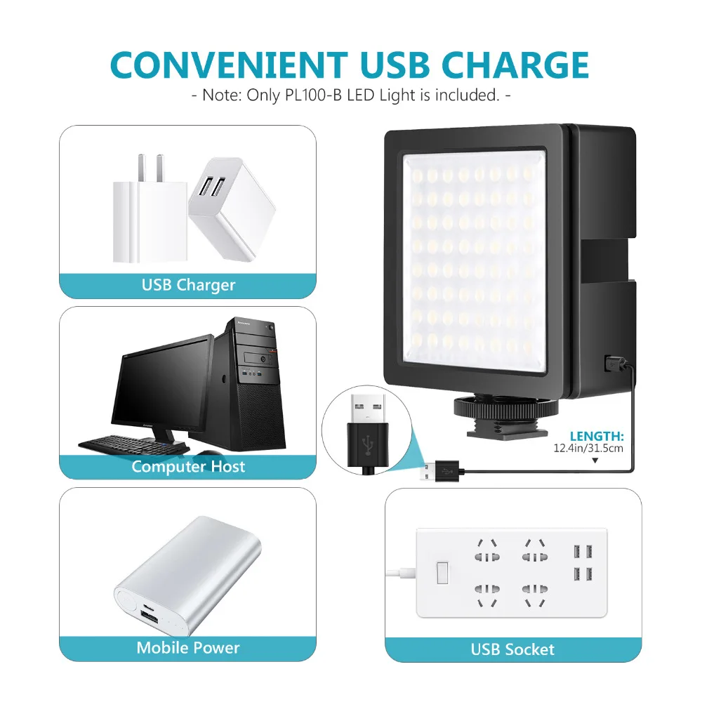 Neewer 3 ходовой расширяемый 64 светодиодный светильник панель с питанием от USB