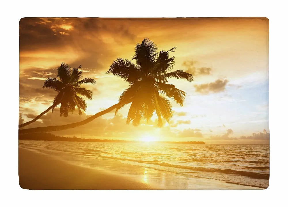 Напольный коврик летний Стиль Закат на пляже Карибского моря печать Нескользящие ковры для внутренней наружной гостиной
