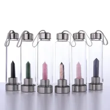 Креативная Хрустальная колонна, энергетическая чашка для воды, натуральный кристалл, бутылка для напитков, Хрустальная стеклянная бутылка для воды с крышкой