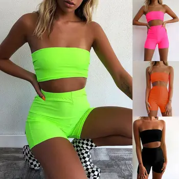 

Casual 2 Pieces Set Women Summer Crop Top Tank Vest Shorts Outfits Fashion Sleeveless Clothes Set