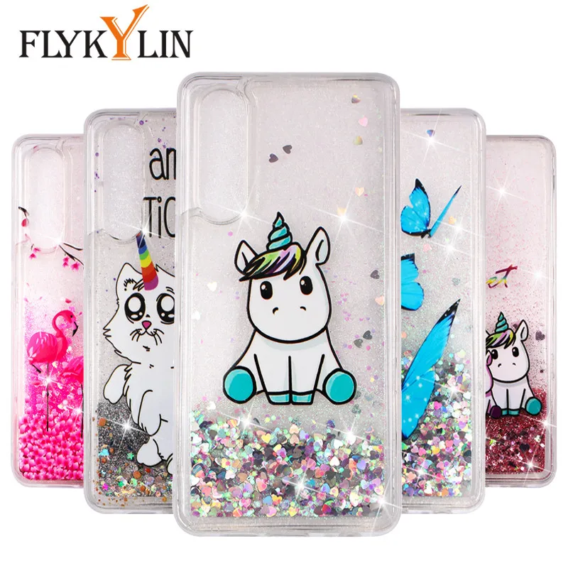 

FLYKYLIN Unicorn Case For Huawei P30 Pro Cases For Huawei P20 Lite Coque on P20 Cover Glitter Bling Dynamic Liquid Silicone Capa