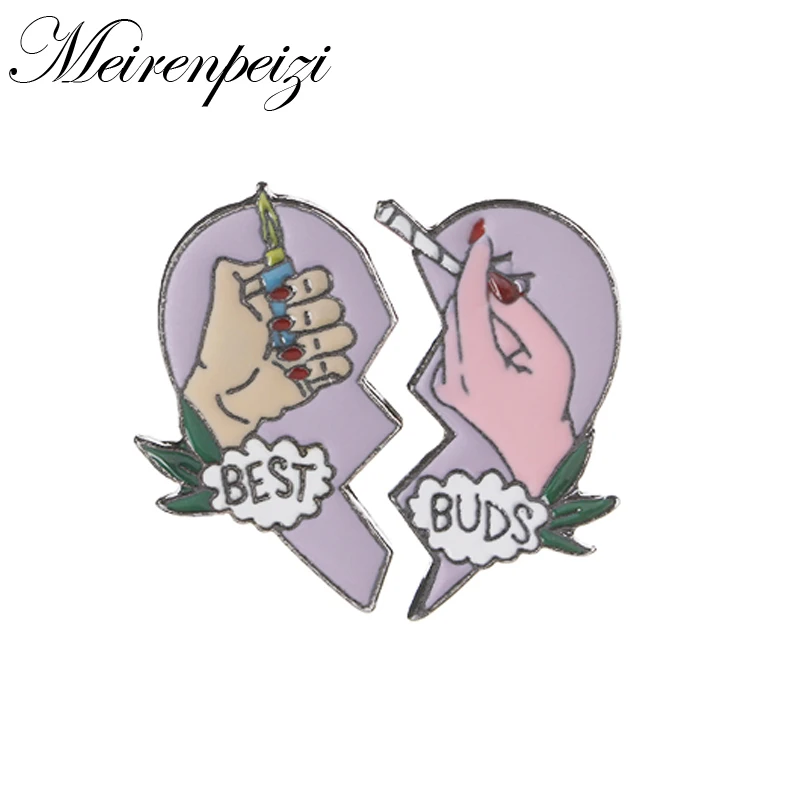 

2 pcs/set Broken Heart Enamel Pins Set Brooch Pins Set Unisex Child Women's Clothing Decorate Best Friend BFF Jewelry