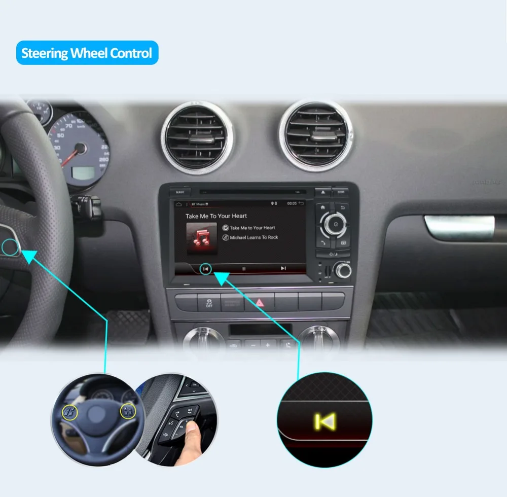 Cheap Bosion Car Multimedia Player Android 9.0 GPS 2 Din Car DVD Player For Audi A3 2006-2011 Canbus 2GB RAM 32GB ROM wifi Radio FM BT 12