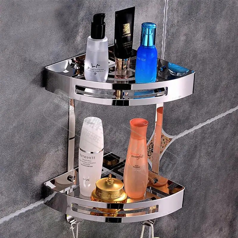 

1Pcs Triangle Bathroom Shower Rack Nails Free Corner Shelf 3M Adhesive Wall Mount Storage Shelf