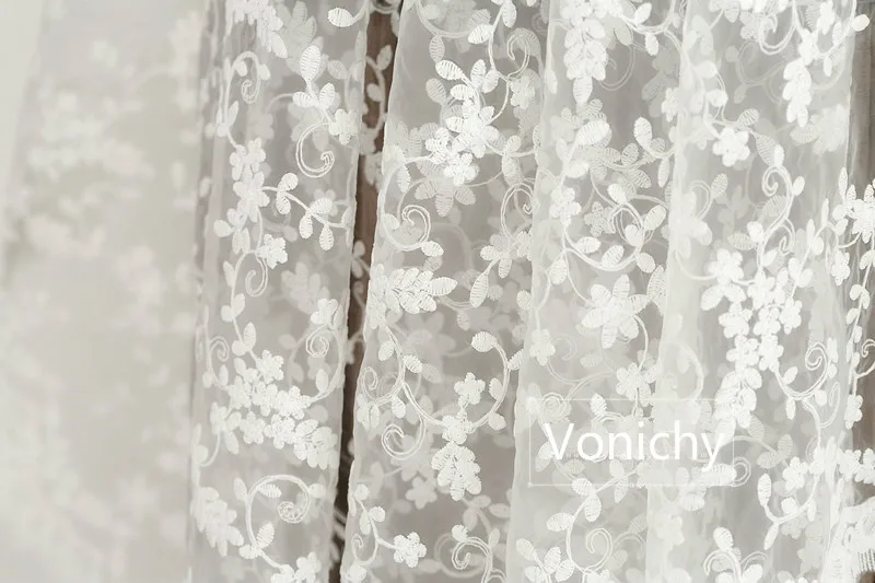 Белая кружевная ткань с цветочной вышивкой, свадебное Тюлевое платье, кружевная ткань для занавесок