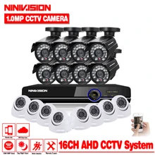 Home Security CCTV System 16CH 720P AHD CCTV DVR System HD 16PCS CCTV Cameras 1.0 Megapixels Enhanced IR Security outdoor Camera