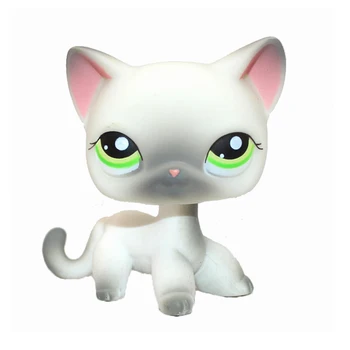 

Rare pet shop toys standing #125 mini short hair cat grey siamese kitty collectible gift toys for children