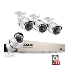 ZOSI CCTV 1080 P POE видеонаблюдения безопасности Системы комплект с 2-Megapixel Наружная цилиндрическая ip-камер с 100ft Ночное видение