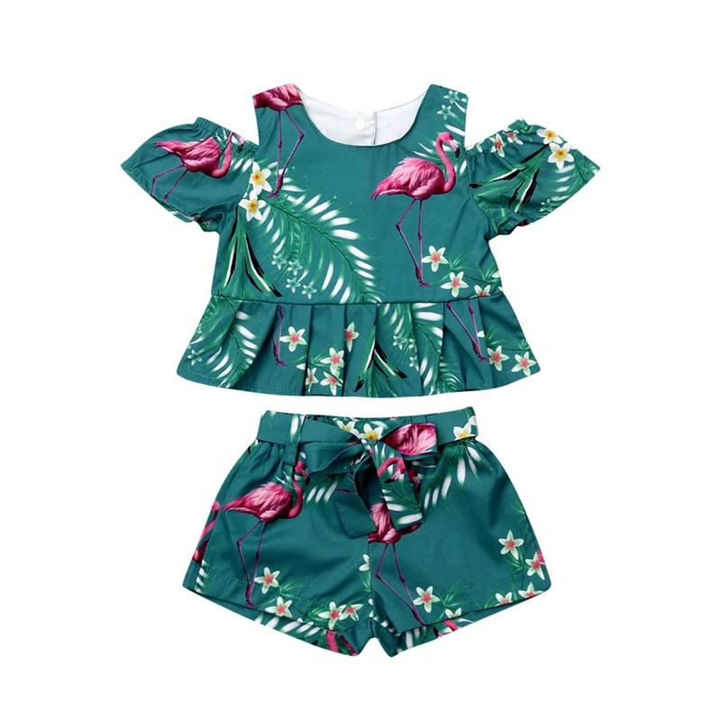 2pcs Kids Toddler Baby Girl Clothes T-shirt Tops+Short Pants Sunsuit Outfits Set