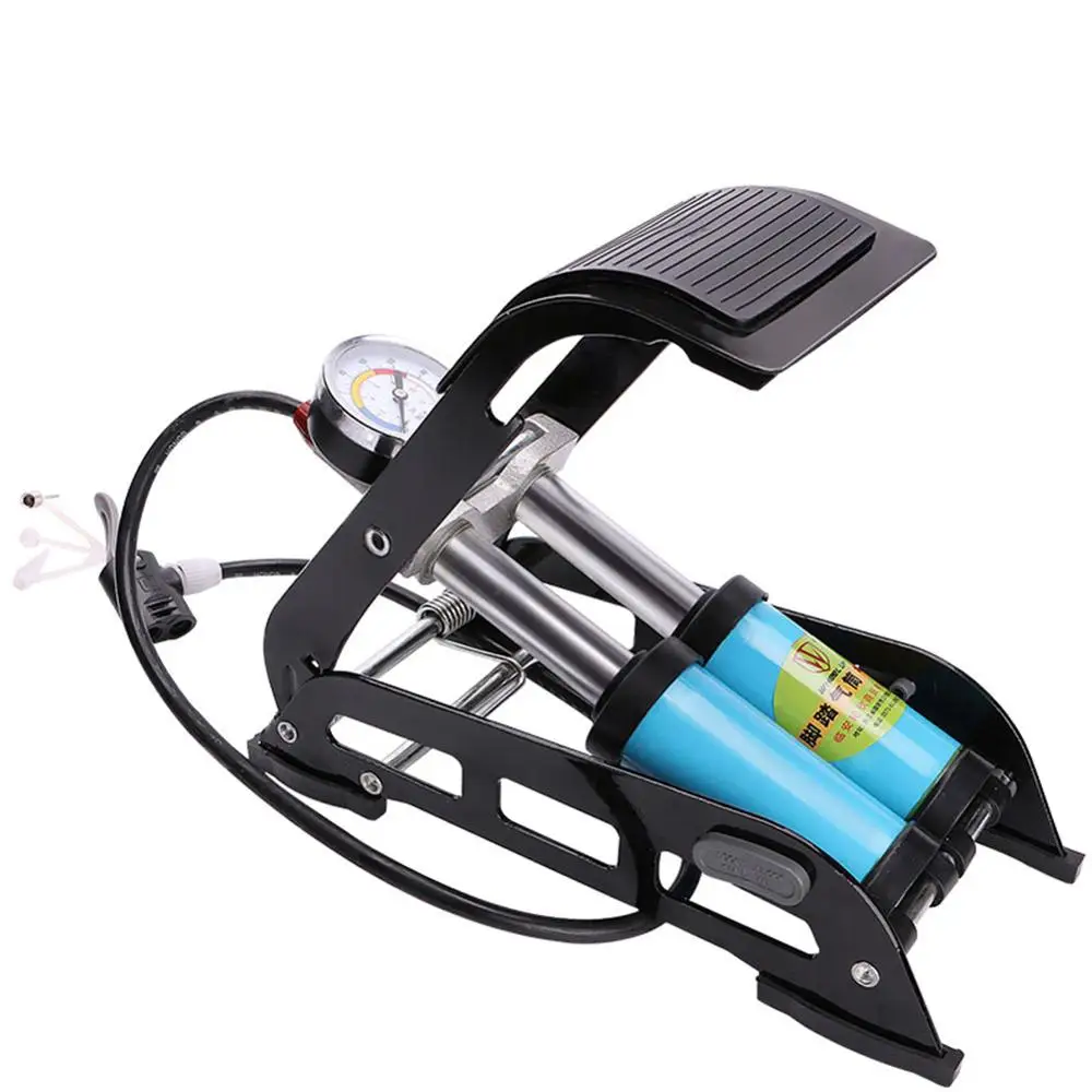 

Double Barrel High Pressure Foot Pump with Gauge for Bicycle Car Motorcycle Tire Balls Air Inflator(Upgrade style)