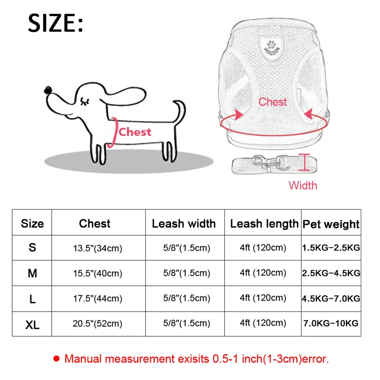 С рисунком собачки и котика шлейка и поводок набор Pet Регулируемый светоотражающий жилет поводок для прогулок для щенка сетки проводов для маленький средний большой собаки