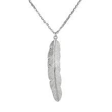 New Fashion Vintage Long Necklace Women Jewelry Color Alloy Feather Pendant Necklace Wedding Bride Gifts graceful alloy faux feather necklace for women